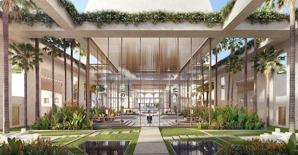 luxury wellness resort reception area