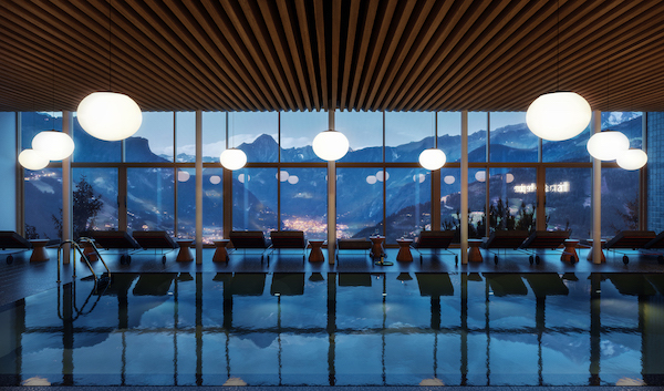 hotel swimming pool overlooking a valley