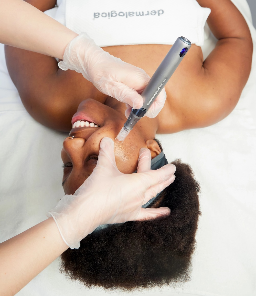 Woman having facial treatment