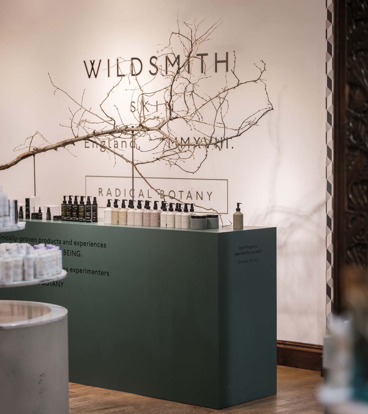a cosmetics counter in a department store