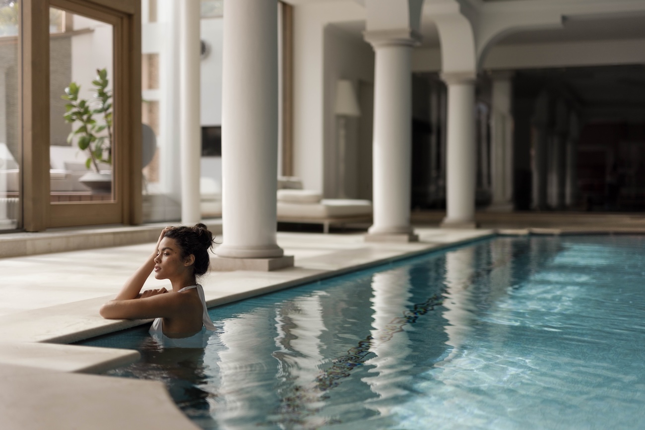 Luxury swimming pool in a high end spa