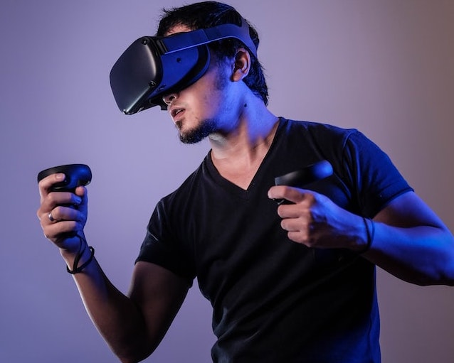 man wearing virtual reality headset